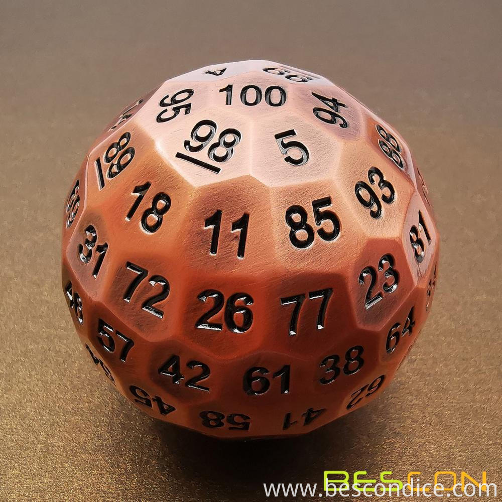 Jumbo Solid Metal D100 Dice 50mm 2 Jumbo Solid Metal D100 Dice 50mm 2